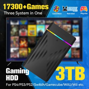 PS4/PS3/PS2/스위치/Wii용 17300개 이상의 AAA/3D/레트로 게임이 포함된 3TB 휴대용 게임 HDD LaunchBox/Retrobat/Playnite 레트로 게임