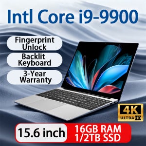 인텔 코어 i9 9900 노트북 윈도우 11 16GB 램 1TB SSD 4K HD 화면 휴대용 슬림 노트북 PC 게이머용 15.6인치 컴퓨터 사무용