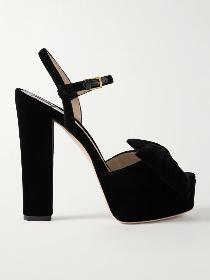 톰포드 브리짓 보우 장식 벨벳 플랫폼 샌들 TOM FORD Brigitte bow-embellished velvet platform sandals 1647597349364190