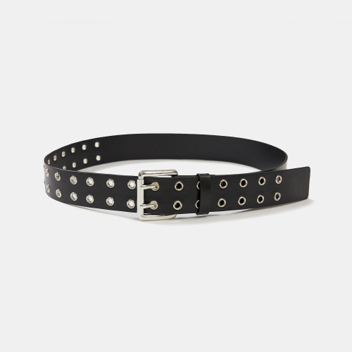 [엘씨디씨티엠] DOUBLE EYELET LEATHER BELT (BLACK) LCESAABT20050