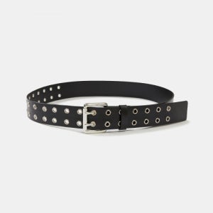 [엘씨디씨티엠] DOUBLE EYELET LEATHER BELT (BLACK) LCESAABT20050