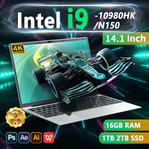 2026 i9 윈도우 11 노트북 인텔 코어 i9-10980HK/N150 노트북 14.1인치 16GB 램 1TB/2TB SSD 1920*1080HD 게이밍 노트북 PC 게이머용