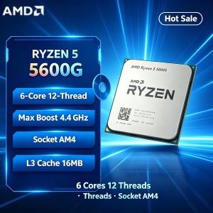AMD 라이젠 5 5600G R5 5600G CPU 6코어 12스레드 4.4GHz 언락 데스크탑 프로세서 소켓 AM4 게이밍 APU 트레이 팬 미포함 프로