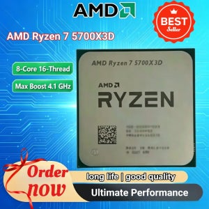 AMD Ryzen 7 5700X3D 벌크 CPU 8코어 16스레드 3GHz 기본 속도 4.1GHz 부스트 속도 105W AM4 DDR4 (X570/B550 칩셋용) Ryzen 50