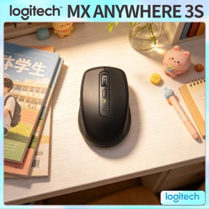 프리미엄 MX Anywhere 3S 마우스 - 8000 DPI, MagSpeed 스크롤, 미끄럼 방지 표면, 전자제품 매장 주인의 데스크 설정 작업에 이상적