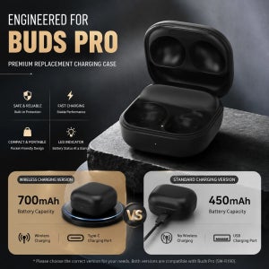갤럭시 버드 프로(SM-R190)용 교체 충전 케이스, 무선 및 C타입 충전, 700mAh/USB 유선 충전 450MAH, 이어버드 없음