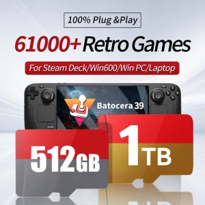 SteamDeck/Win 휴대용 콘솔용 61000개의 레트로 게임이 포함된 1TB 게임 카드 PSP/N64/PS3/PS2/PS1/MAME/Neogeo용 Batocera 39 TF 