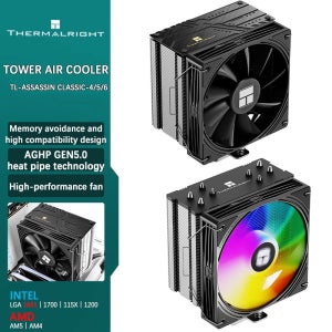 Thermalright TL-ASSASSIN CLASSIC-4/5/6 타워 CPU 공랭 쿨러 AGHP GEN5.0 히트파이프 기술 메모리 공간 절약형 디자인 LGA1851 AM5