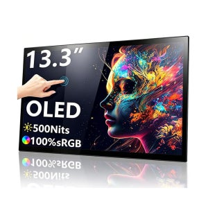 MAFNKOU 13.3인치 OLED 휴대용 모니터 터치스크린 사무실 여행용 디스플레이 확장기 노트북 Mac 1920x1080 10비트 100%DCI-P3