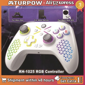 Xbox One 컨트롤러용 Turpow RGB 게임패드, Xbox 시리즈 S/X 듀얼 바이브라 6축 자이로스코프 무선 게임 Xbox 콘솔