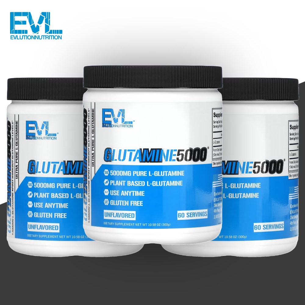 EVL <b>에볼루션 뉴트리션</b> 글루타민 5000 무맛 300g 파우더 분말 3개