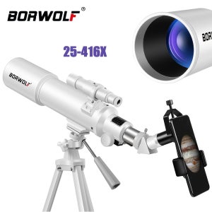 BORWOLF 70500 굴절식 천체망원경, 70mm 대구경, 25X-416X, 달 및 행성 관측용, 스마트폰 사진 거치대 포함