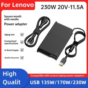230W USB 핀 노트북 전원 어댑터 (레노버 리전 5 프로-16 Y545-15, 씽크패드 P51 P52 P70, 아이디어패드 Y7000 Y910 Y920 Y730 충전기)