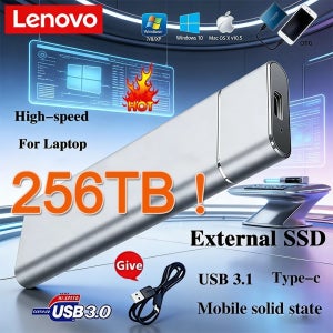 레노버 SSD 미니 휴대용 SSD 256TB 1TB 2TB 고속 오리지널 SSD 대용량 저장장치 USB3.0 컴퓨터 노트북용 외장 하드 드라이브