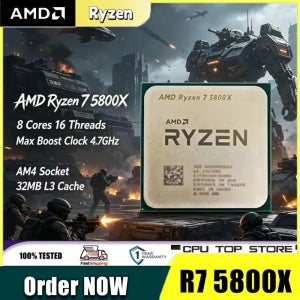 AMD 라이젠 7 5800X 트레이 CPU | 8C16T, 4.7GHz 부스트, 32MB L3, AM4 언락 프로세서, 게이밍 데스크탑용 박스 없음