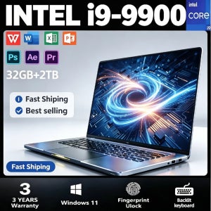 2026 신형 14.1인치 노트북 인텔 코어 i9-9900 32GB 2TB 윈도우 11 노트북 컴퓨터 PC 게이머용 사무용 울트라 슬림 노트북 1920*1080 HD