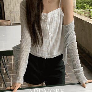 [🔴라이브 앵콜세일][MADE] mbs535 르엘 크롭 레이스 나시 블라우스
