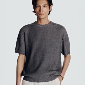 [다니엘크레뮤] 26SS 워셔블 린넨 블렌드 크루넥 니트 그레이 2082784039_1