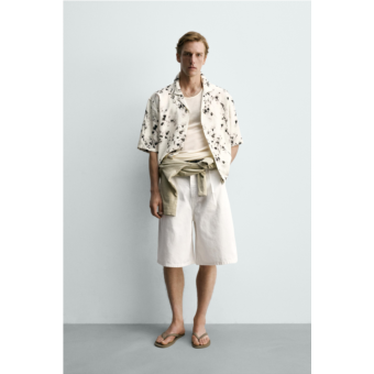 자라 Z35914 Zara RELAXED FIT FLORAL PRINT SHIRT