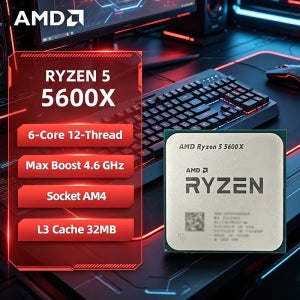 AMD Ryzen 5 5600X AMD R5 5600X CPU 6코어 12스레드 4.6GHz 언락 데스크탑 프로세서 소켓 AM4 게이밍 CPU (패키지 미포함)