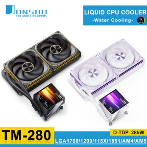 Jonsbo TM-280 수냉식 CPU 히트싱크 3.95인치 스크린 디스플레이 ARGB 올인원 액체 쿨러 PWM 컴퓨터 호스트 냉각 팬