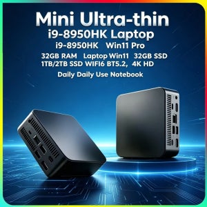미니 컴팩트 슬림 i9-8950HK 노트북 윈도우11 프로 32GB 램 1TB/2TB SSD 4K HD WiFi6 BT5.2 데일리 노트북
