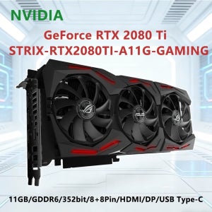 ASUS NVIDIA RTX 2080 Ti STRIX RTX2080TI A11G 게이밍 11GB GDDR6 352비트 그래픽 카드 PCI-E 3.0 HDMI DP USB Type-