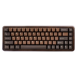 YUNZII WOOD68 무선 기계식 키보드, 컴팩트한 호두나무 목재 맞춤형 RGB 키보드, Mac/Win용 트레이 마운트 핫스왑 트라이 모드