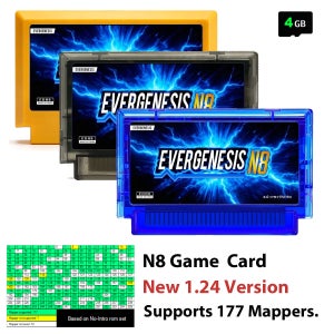 새로운 OS V1.24 버전 FC N8 게임 카드, 177개의 매퍼 2000 in 1 플래시 카드 지원, 패밀리 컴퓨터 8비트 비디오 게임 콘솔용