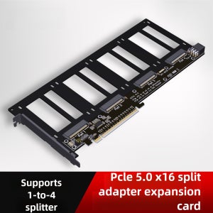 PCIe 5.0 x16에서 4포트 U.2/EDSFF E1.S/E3.S (SFF-TA-1002) 하드 드라이브 스플리터 어댑터 확장 카드 Gen5 지원