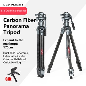 Leaplight LYQ5 1.75M 탄소 섬유 카메라 삼각대 전문가용 듀얼 파노라마 플루이드 헤드 삼각대 (DSLR 캠코더 비디오 촬영용)