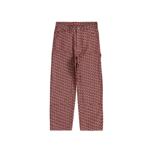 [슈프림] 모노그램 더블 니 데님 페인터 팬츠 FW21 레드