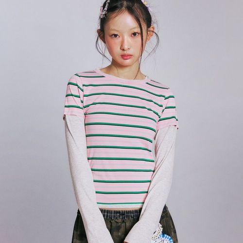 매장 YOUHEE 유희 CANDY STRIPE LAYERED LONG SLEEVE