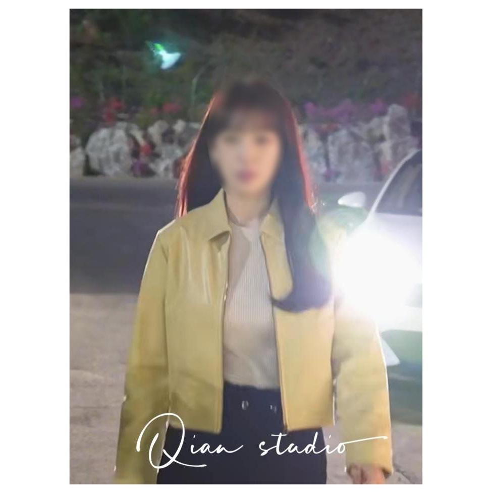 가죽 자켓 지옥에서온판사 옐로우 노란 레더 숏 아우터 가을 드뮤어룩 여성 집업 점퍼 재킷 M 그림색상
