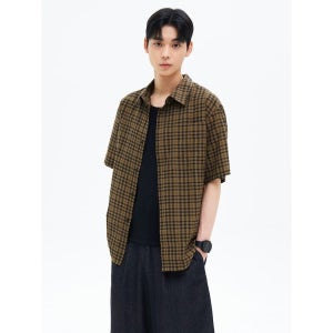 에잇세컨즈 남성 셔츠 블라우스 체크 반소매 셔츠 진한갈색 L 455565CQ5D