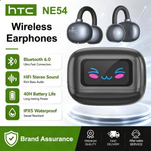 무선 블루투스 이어폰 HTC NE54 AI 번역 이어버드 TWS 다기능 터치스크린 HiFi 음질 골전도