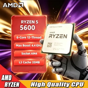 AMD Ryzen 5 5600 AMD R5 5600 CPU 6코어 12스레드 3.5GHz 언락 데스크탑 프로세서 소켓 AM4 게이밍 CPU (패키지 미포함)