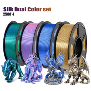 듀얼 컬러 샤이니 실크 PLA 3D 필라멘트 1.75mm 실버 블루 250g 카드보드 스풀 치수 정확도 +/-0.03mm FDM 3D 프린터용