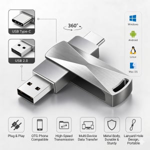 울트라 듀얼 드라이브 USB 타입-C 8GB 16GB 32GB 64GB 128GB USB 2.0 Gen 1 휴대폰 메탈 타입 C OTG 플래시 드라이브 펜 드라이브