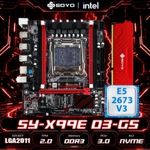 SOYO X99 DDR3 마더보드 E5 2673 V3 CPU 8GB RAM 메모리 키트 Xeon Intel LGA2011-3 PC 게이머 PCIE16x3.0 NVMe M.2 TPM