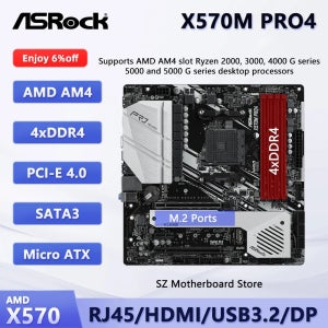 ASROCK X570M Pro4 마더보드 X570 AMD AM4 DDR4 ATX 지원 Ryzen 3100 5300GE 4355G 2600X 3400 5600 3800XT CPU