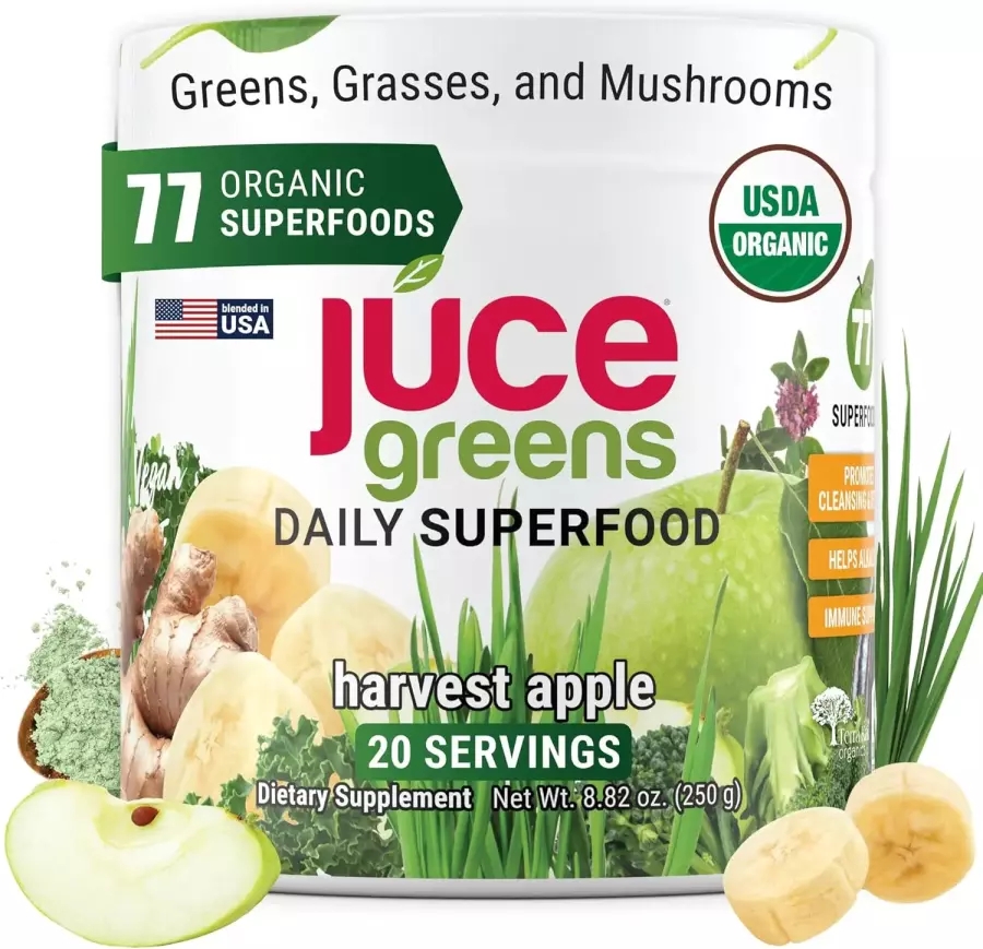 테라 카이 <b>오가닉스</b> JUCE 그린 <b>슈퍼푸드</b> 파우더, 유기농 과일 및 채소 보충제 77가지 플러스 프리바이오틱