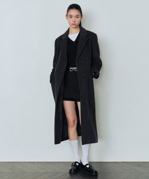 무신사 스탠다드 우먼 우먼즈 캐시미어 블렌드 체스터 롱 코트 차콜 그레이