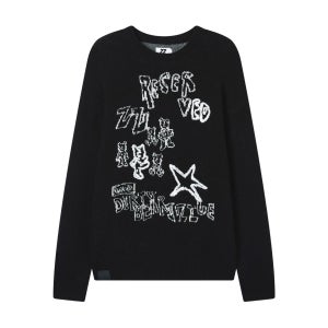 이주 그래픽 프린트 크루 넥 스웨터 블랙계열 S KR 95 IZXKNM00181X
