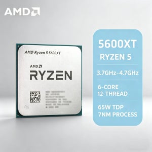 AMD 라이젠 5 5600XT 6/12 G스레드 데스크탑 프로세서 AM4 소켓 3.7GHz 기본 클록 4.6GHz 캐시 게이밍 사무용 CPU 쿨러 없음