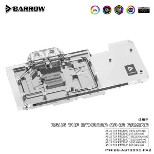 BARROW GPU 워터 블록 워터 쿨러 백플레이트, ASUS TUF RTX3080 TI O10G O12G/RTX3090 O24G 게임용 GPU 카드 BS-AST3090-PA B