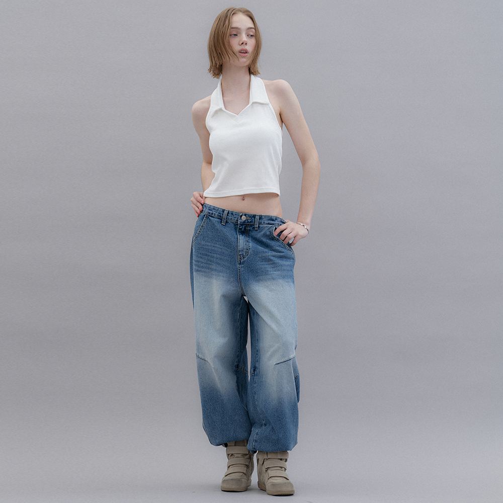 [앤드엘] OPEN BACK COLLAR TOP - WHITE