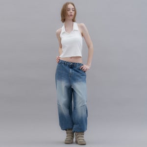 [앤드엘] OPEN BACK COLLAR TOP - WHITE