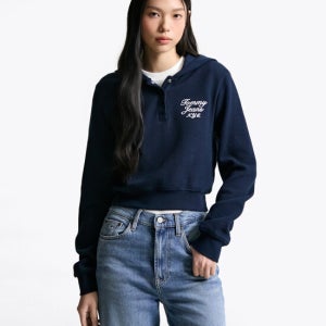 TOMMY JEANS 크롭 와플 후디 T32F6TTO11TWT1C1G