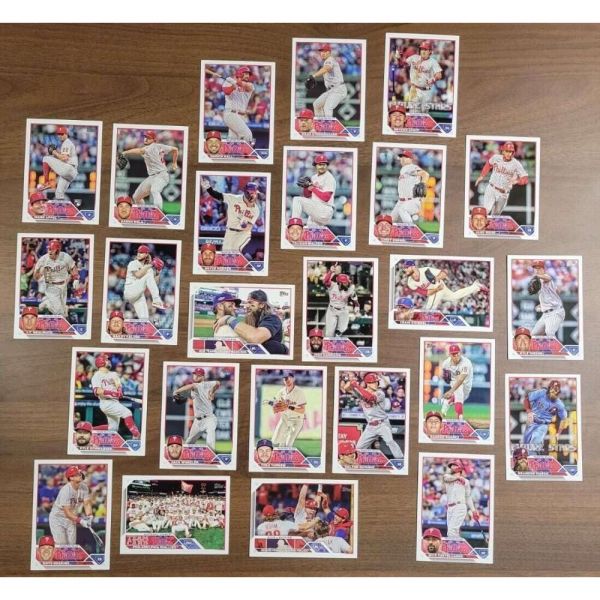 2023 탑스 시리즈 1 2 야구 필라델피아 필리스 베이스 MLB 핸드 콜레이티드 팀이 니어 민트에서 25장의 카드 조건 3 브라이스 하퍼 28 코리 무릎벨 96 카일 깁슨 1